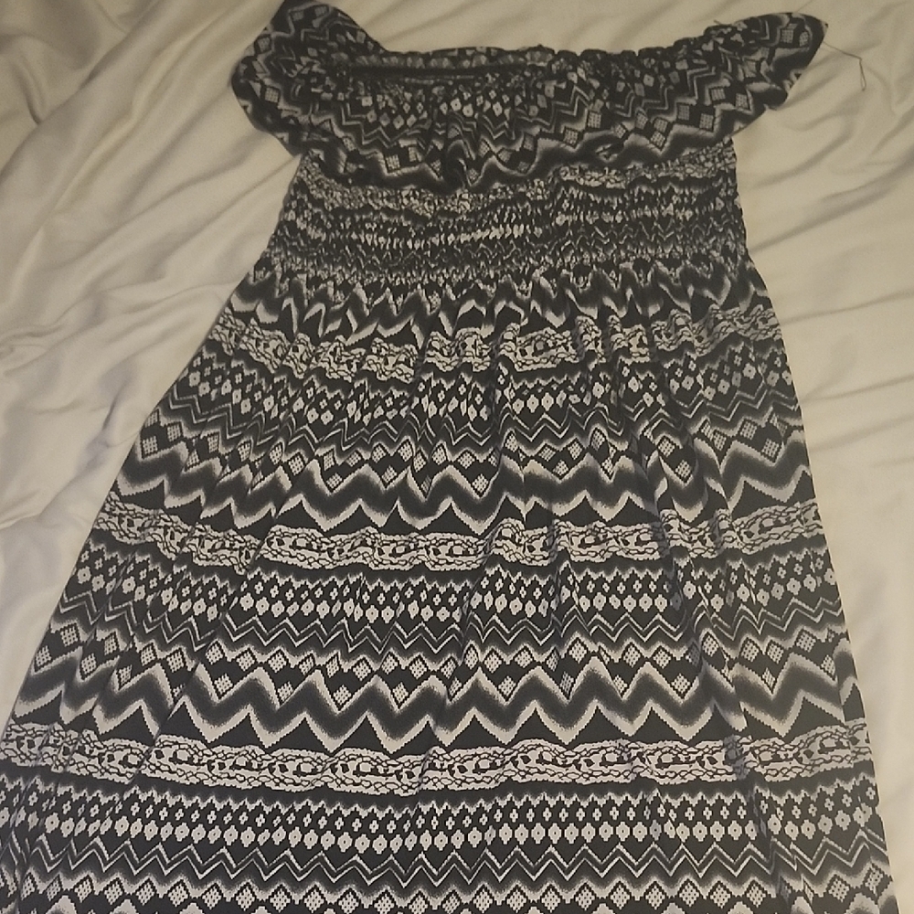 One Shoulder Black and White Dress